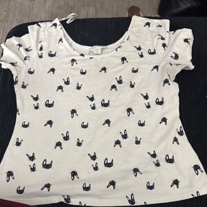 Forever 21 White Blouse with Black Print